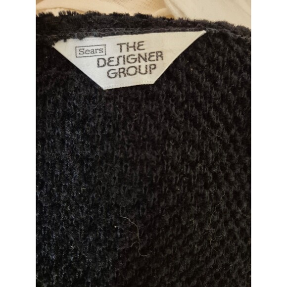 Sears The Designer Group VTG 80s 90s Chenille Cardigan Sweater Black Sz M - Picture 5 of 7